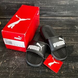Puma Popcat NIB Slides Sandals Shoes. Size Kids 13. Black. Boys, Girls, Unisex